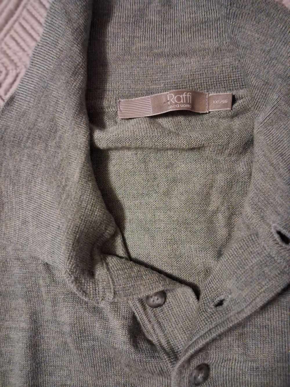 Raffi Men's Button-Up Knit Sweater in Olive
